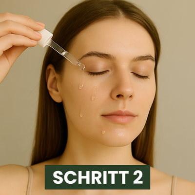 Einige Tropfen Serum auftragen.