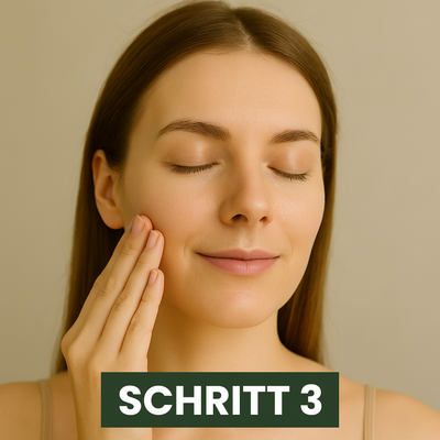 Sanft einklopfen, nicht reiben.